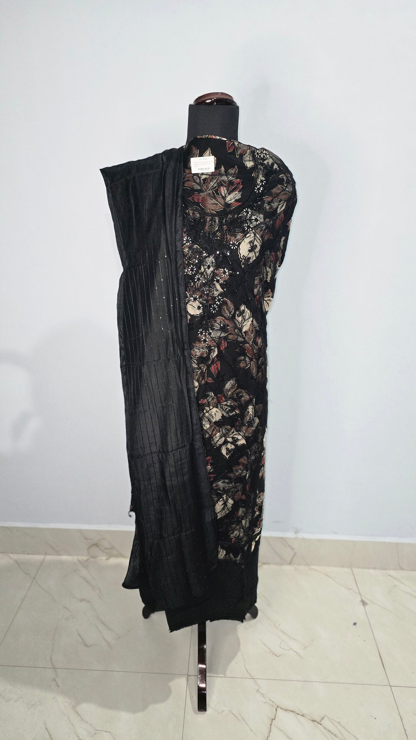 Cotton suit with heavy crystal work and dupatta