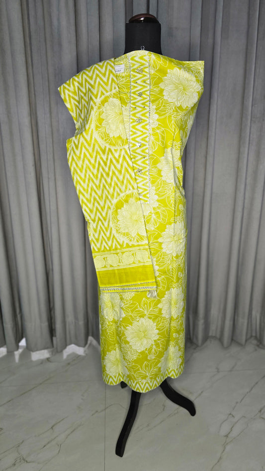 Premium cotton suit with border work and heavy dupatta