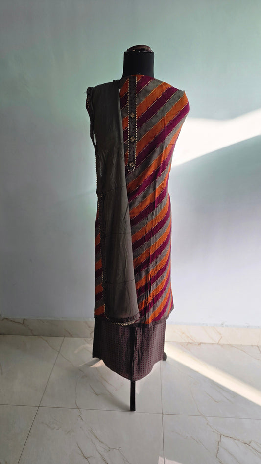 PRIZMA style elegant suit with ryon cotton fabric with bordered dupatta