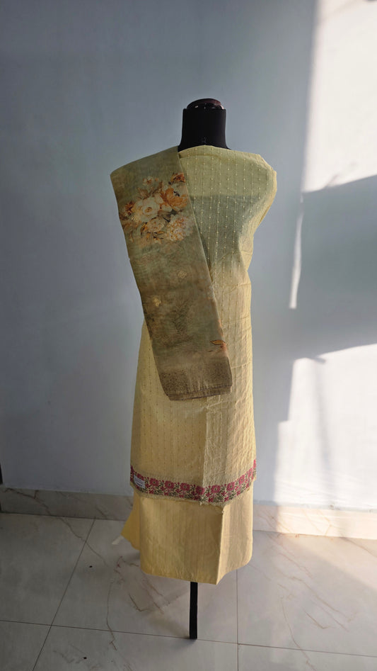 Hojari work with broad border and organza dupatta