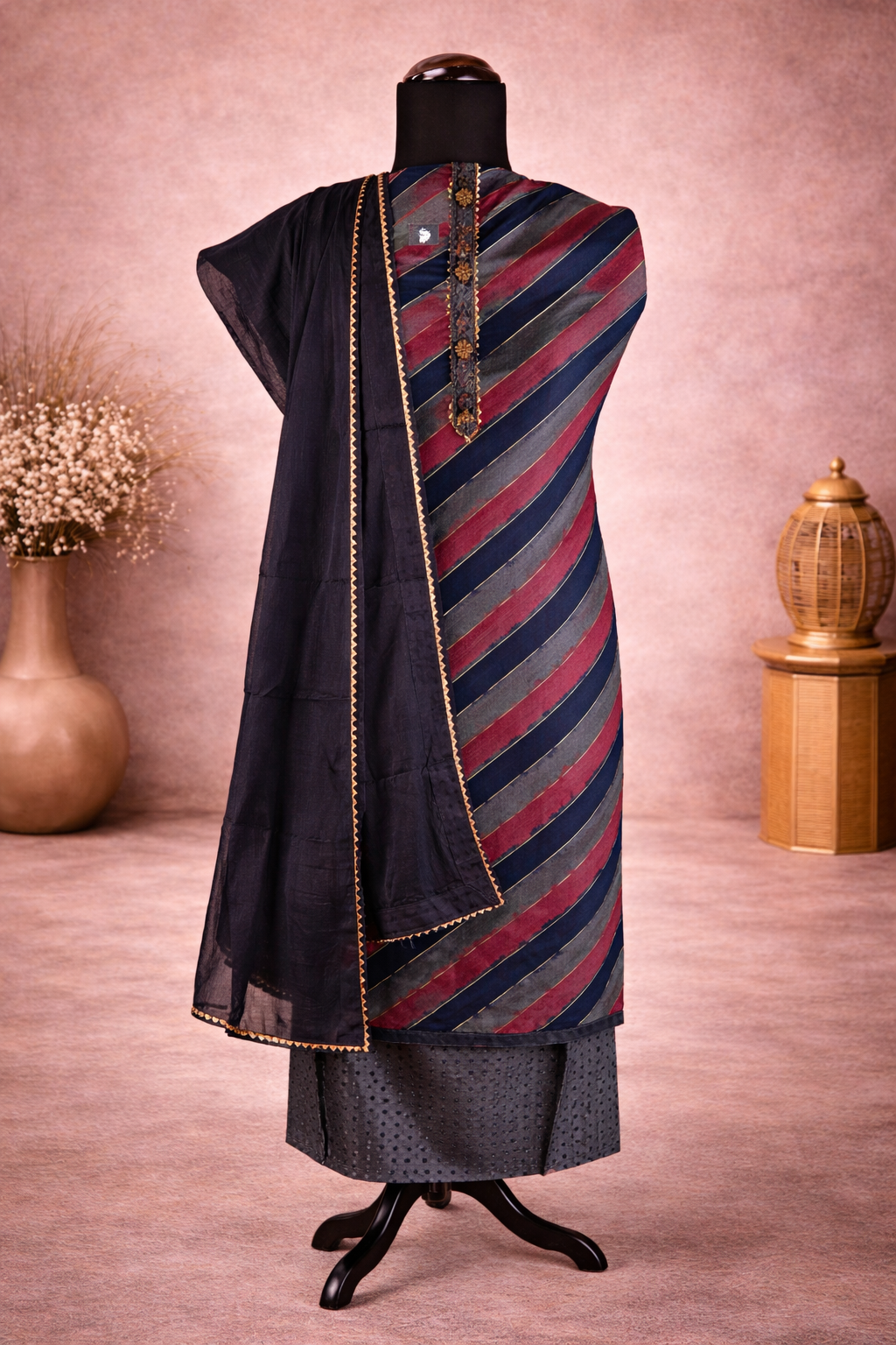PRIZMA style elegant suit with ryon cotton fabric with bordered dupatta