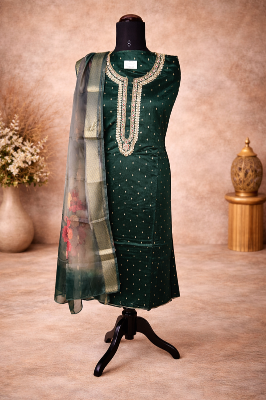 Jorget embroidery crystal border work with organza dupatta