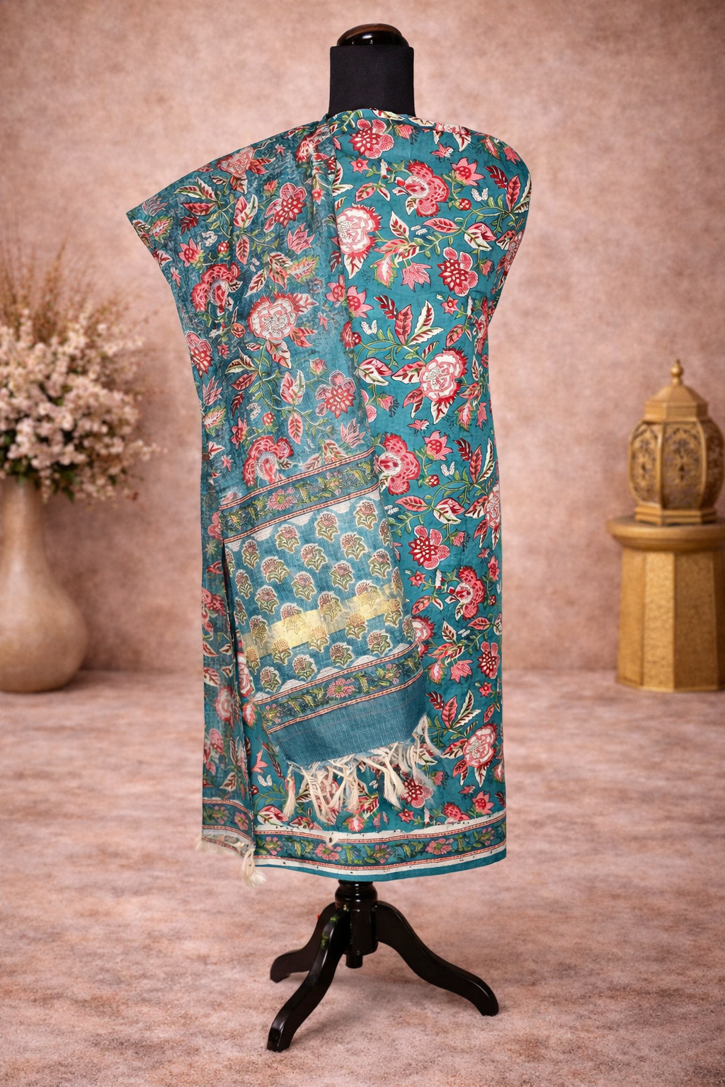 Block print Kotadoriya fabric suit with dupatta