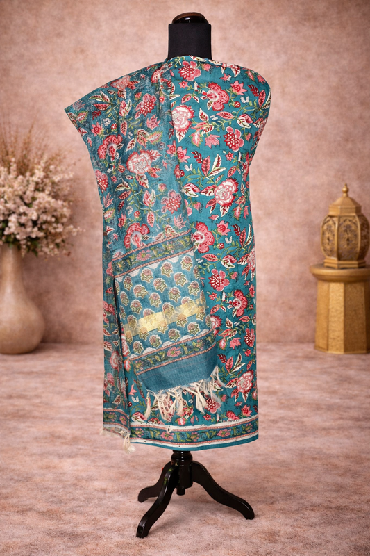 Block print Kotadoriya fabric suit with dupatta
