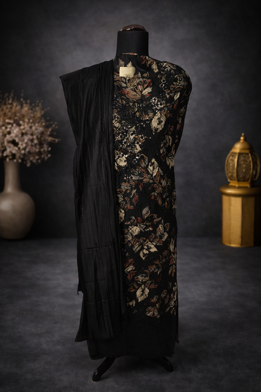 Cotton suit with heavy crystal work and dupatta