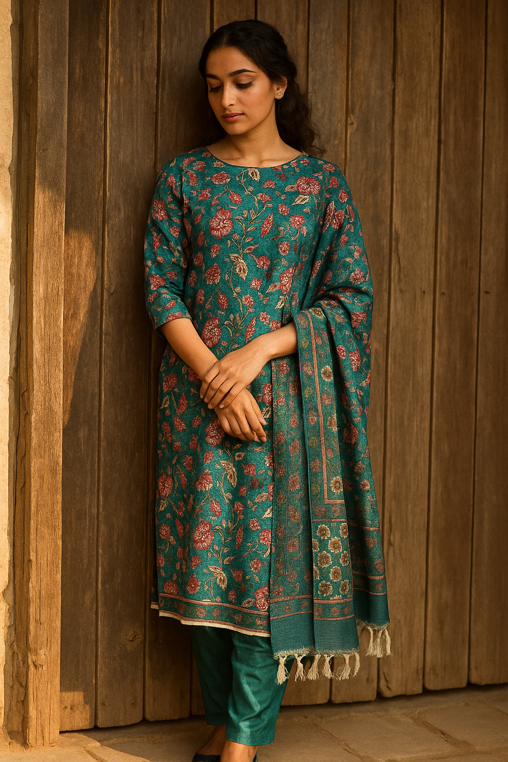 Block print Kotadoriya fabric suit with dupatta