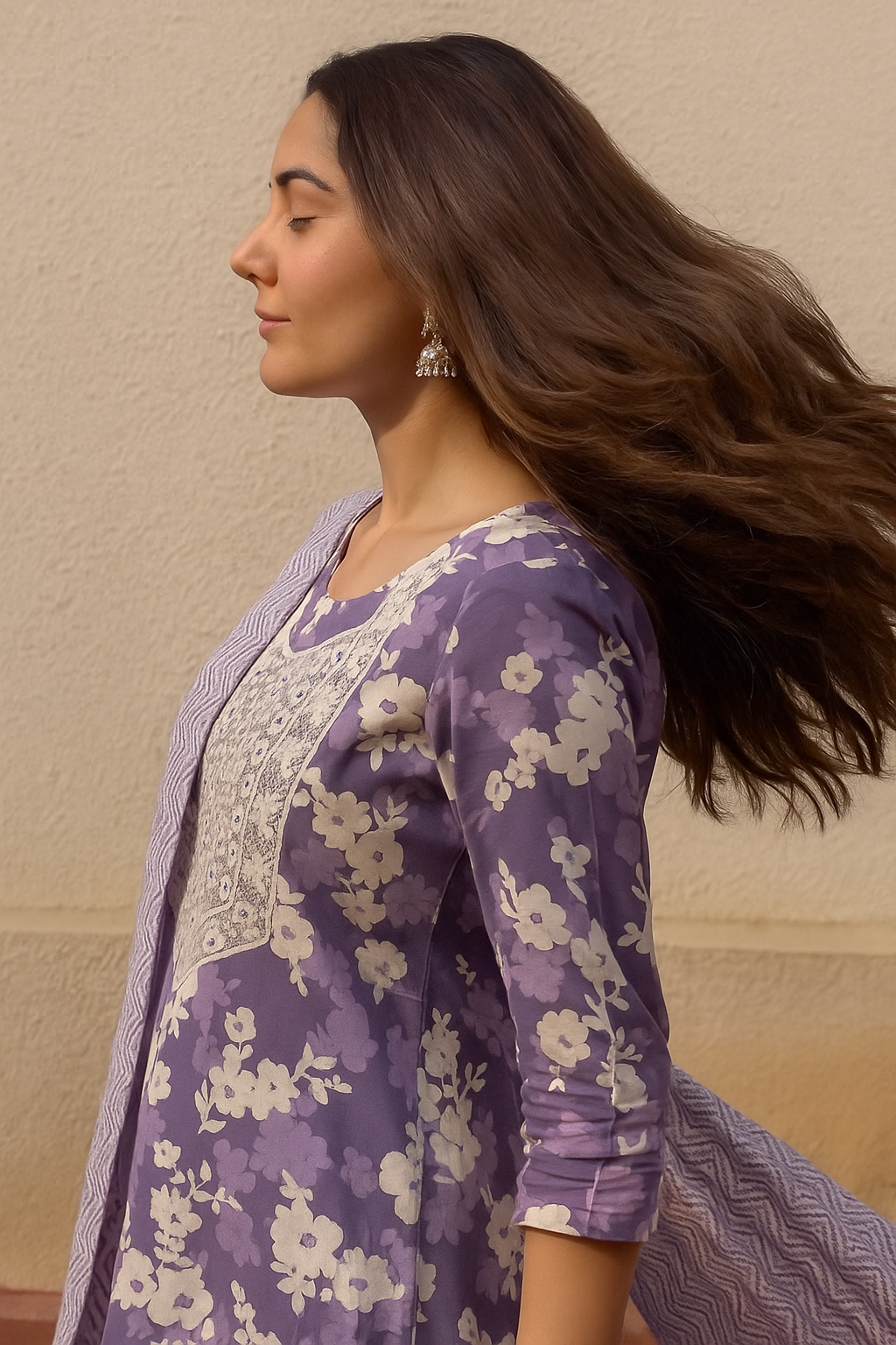 Cotton suit with heavy embroidery with matching dupatta and bottom