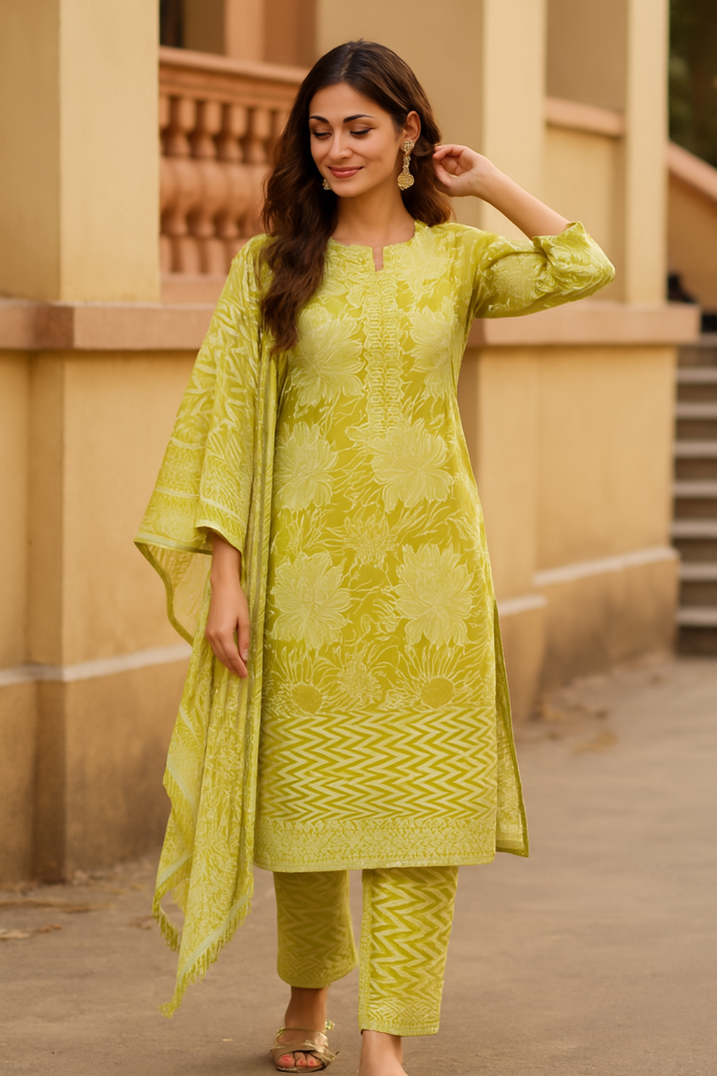 Premium cotton suit with border work and heavy dupatta