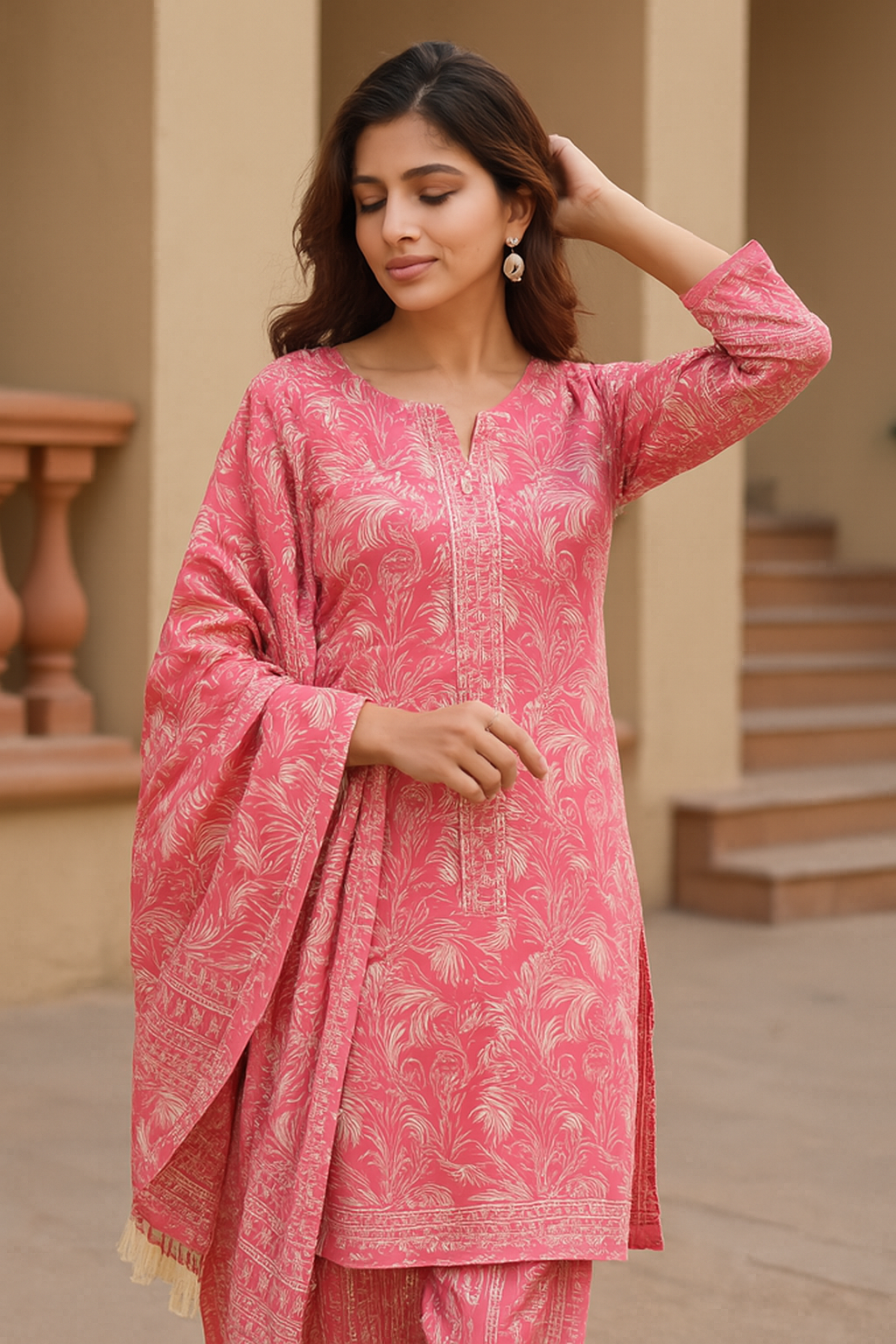 Premium cotton suit with border work and heavy dupatta